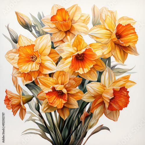 Watercolor Daffodil Illustration  Generative Ai