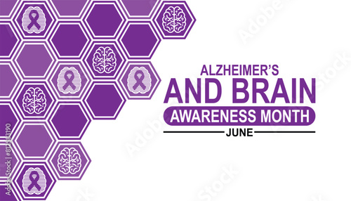 Alzheimer's And Brain awareness Month. June. Holiday concept. Template for background, banner, card, poster with text inscription.