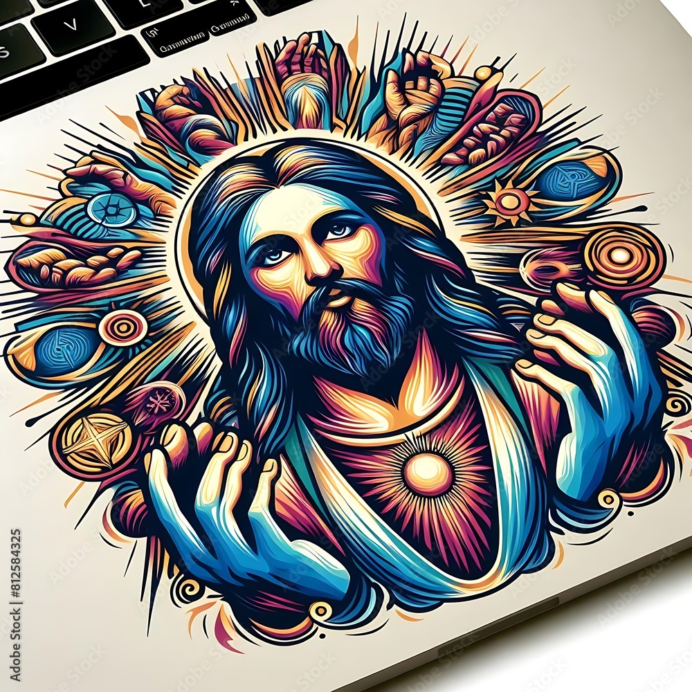 A colorful drawing of a jesus christ attractive lively card design illustrator. A colorful drawing of a jesus christ attractive lively card design illustrator.
