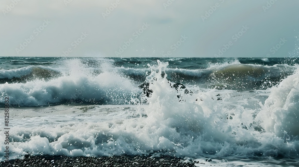 Fototapeta premium waves crashing against the shore