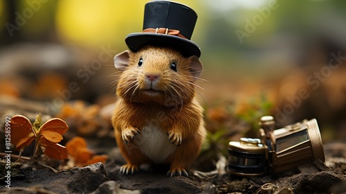 Cute Guinea Pig Wearing A Tiny Party Hat Embodying Whimsy And Delight photo