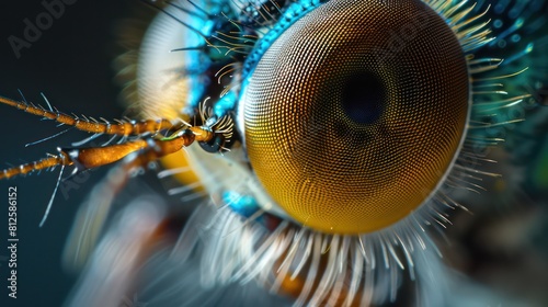 Macro image capturing the eye of an insect with remarkable color and detail photo