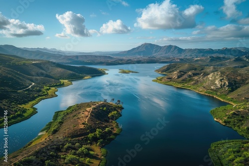 Discover the Beauty of Lake Hodges: A Stunning Aerial View of Hiking Trails, Water Activities photo