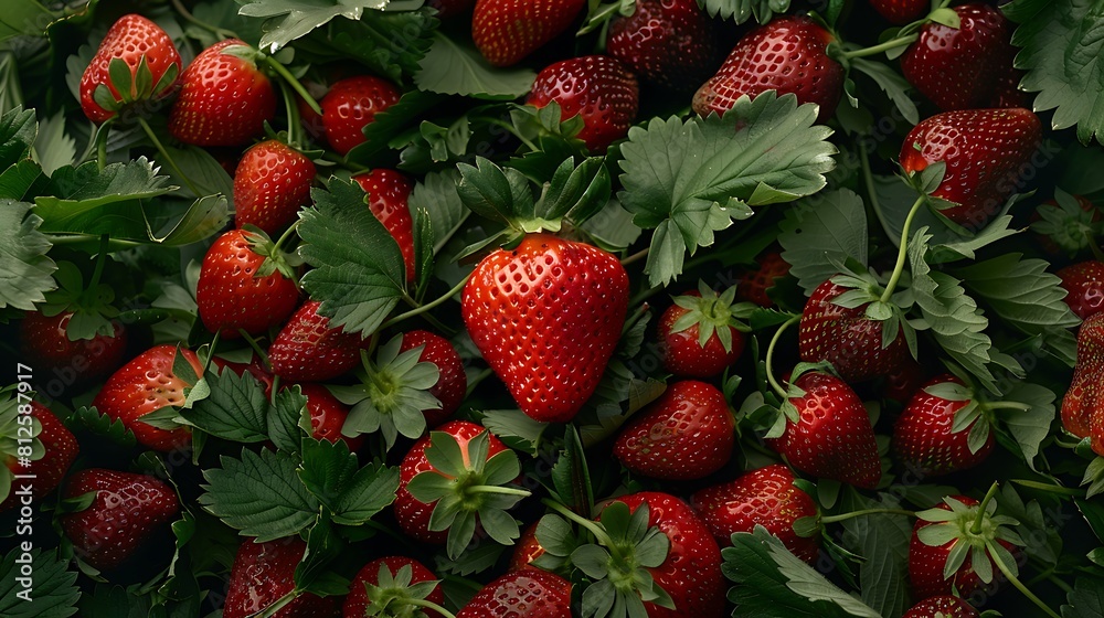 Fruity strawberry surrounded by fresh strawberries Fruity strawberry surrounded by fresh strawberries