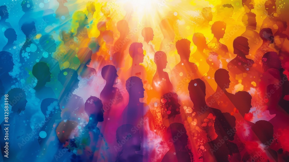 Colorful background showcasing the beauty of humanity in harmony Colorful background showcasing the beauty of humanity in harmony