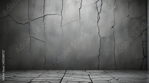 Cement cracks, dusty old movie effect texture, grimy concrete facade wall, generative AI, and grunge metal wall texture background are all appropriate for Halloween-themed backgrounds. photo