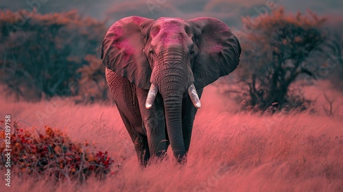 Pink series elephant front view