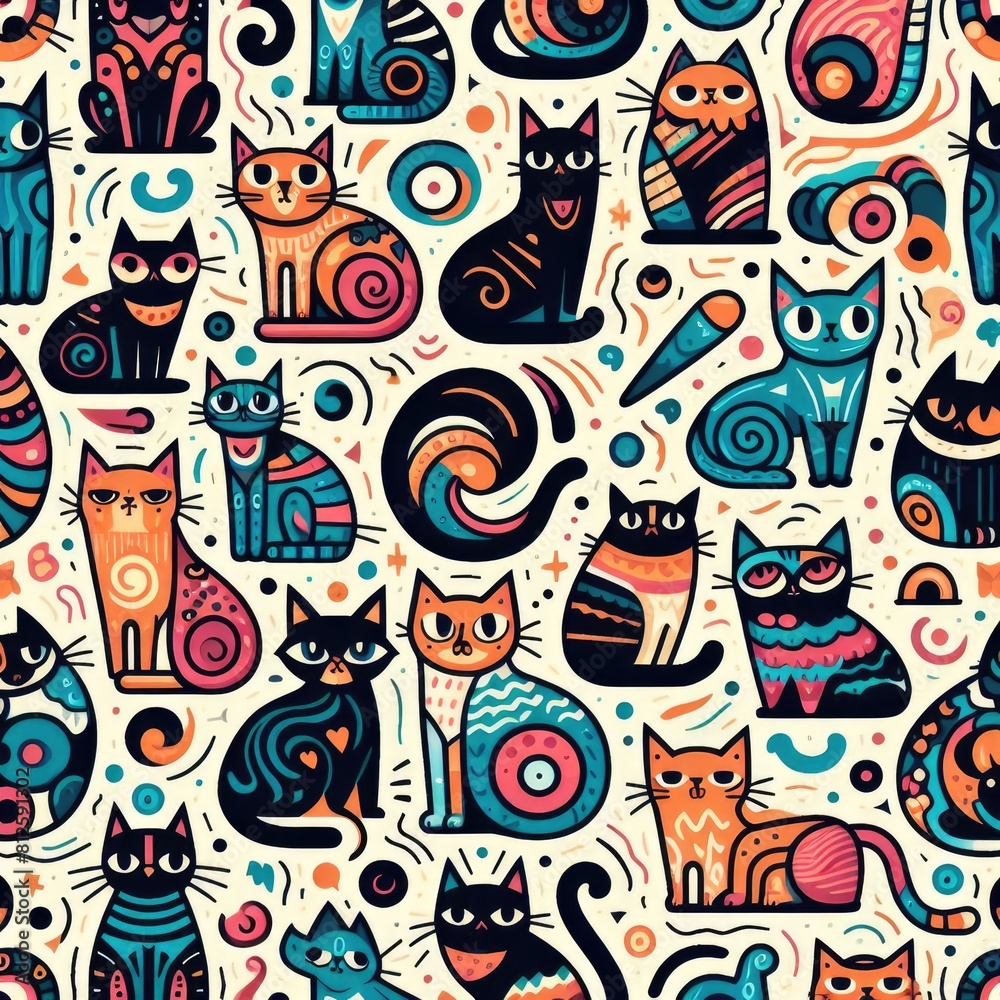 A pattern of cats image realistic photo attractive has illustrative meaning illustrator. A pattern of cats image realistic photo attractive has illustrative meaning illustrator.