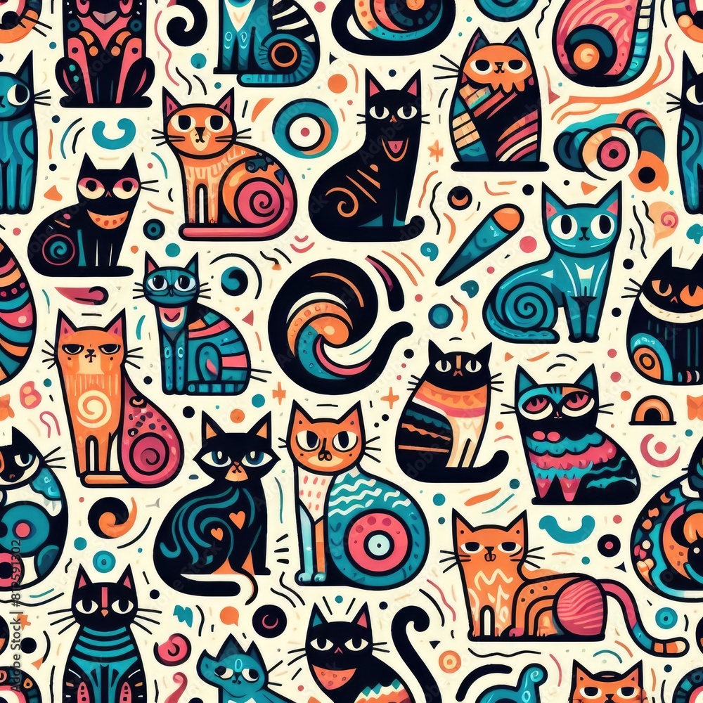 A pattern of cats image realistic photo attractive has illustrative meaning illustrator.