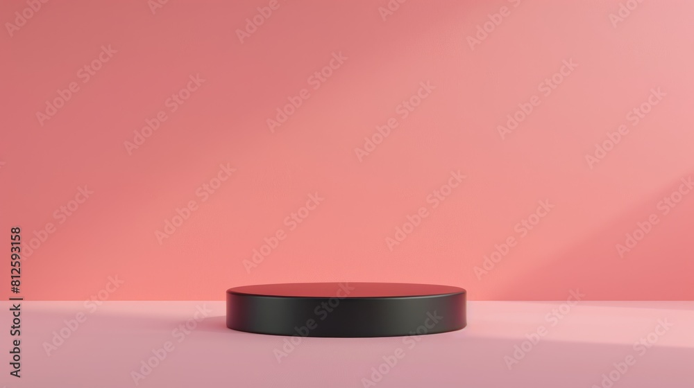 Black Round Object on Pink Background Black Round Object on Pink Background