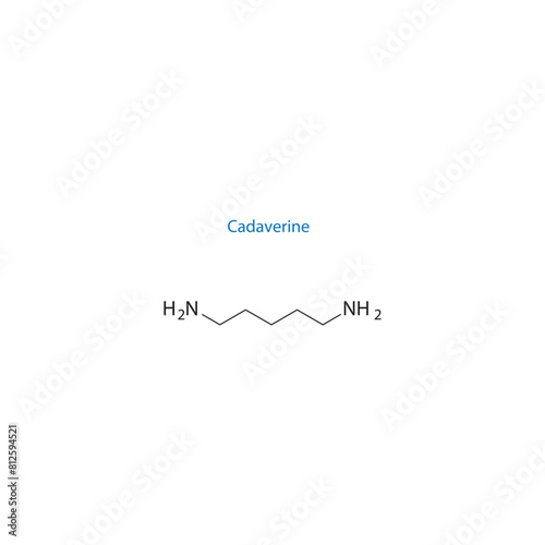 Cadaverine molecule skeletal structure diagram.organic compound molecule scientific illustration on white background.