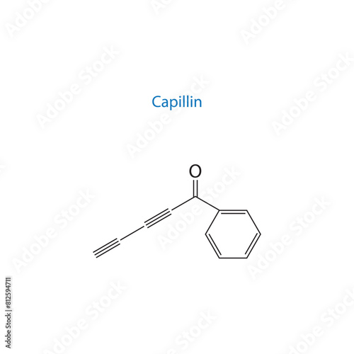 Capillin molecule skeletal structure diagram.organic compound molecule scientific illustration on white background. photo