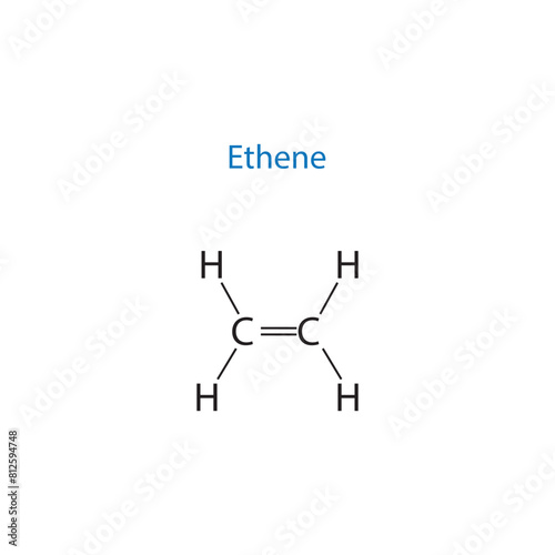 Ethene molecule skeletal structure diagram.organic compound molecule scientific illustration on white background.