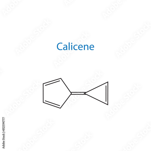 Calicene molecule skeletal structure diagram.organic compound molecule scientific illustration on white background.