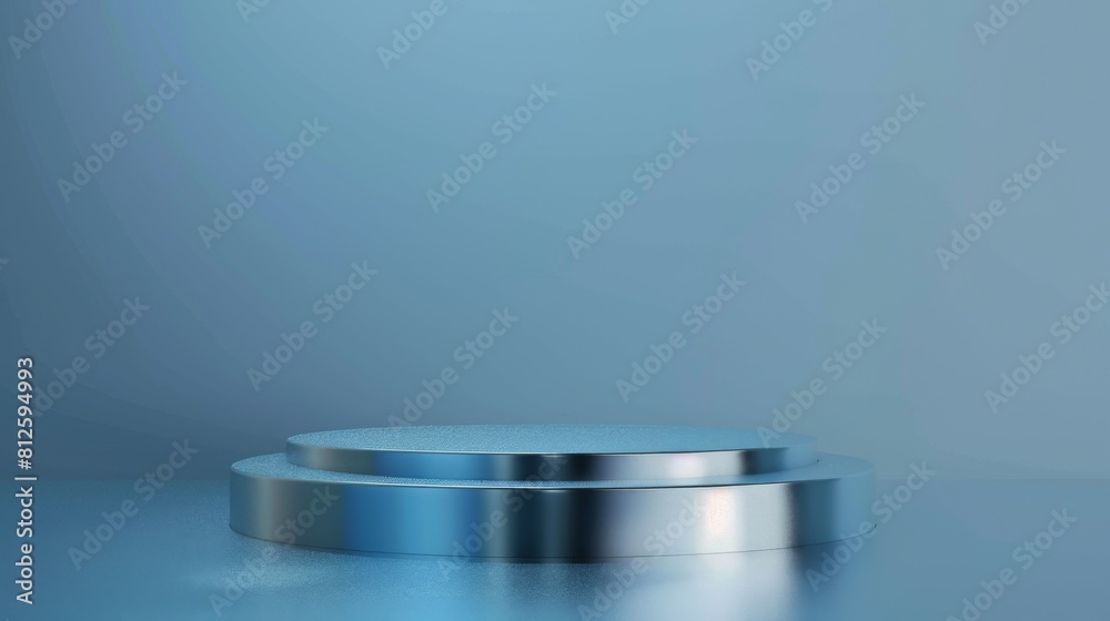 Silver Pedestal on Blue Background Silver Pedestal on Blue Background