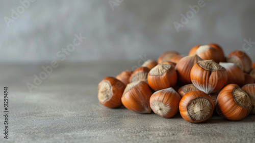 Hazelnut nut, health organic autumn background concept.