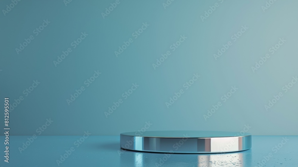 Round Metal Object on Blue Table