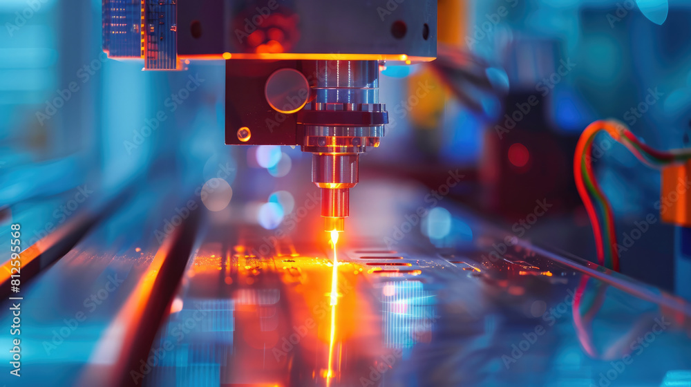 High-power lasers used for industry. Blurred background High-power lasers used for industry. Blurred background