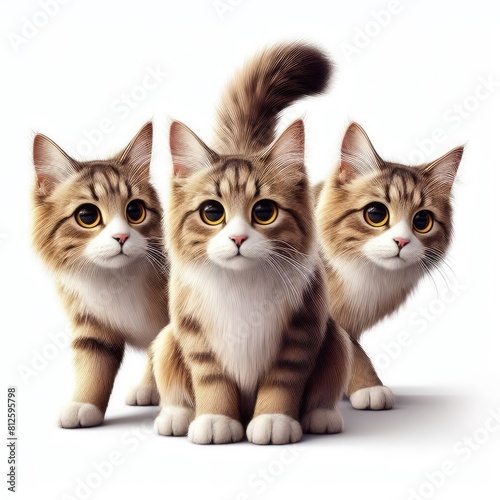 Many cats with big eyes art realistic photo has illustrative meaning card design illustrator.