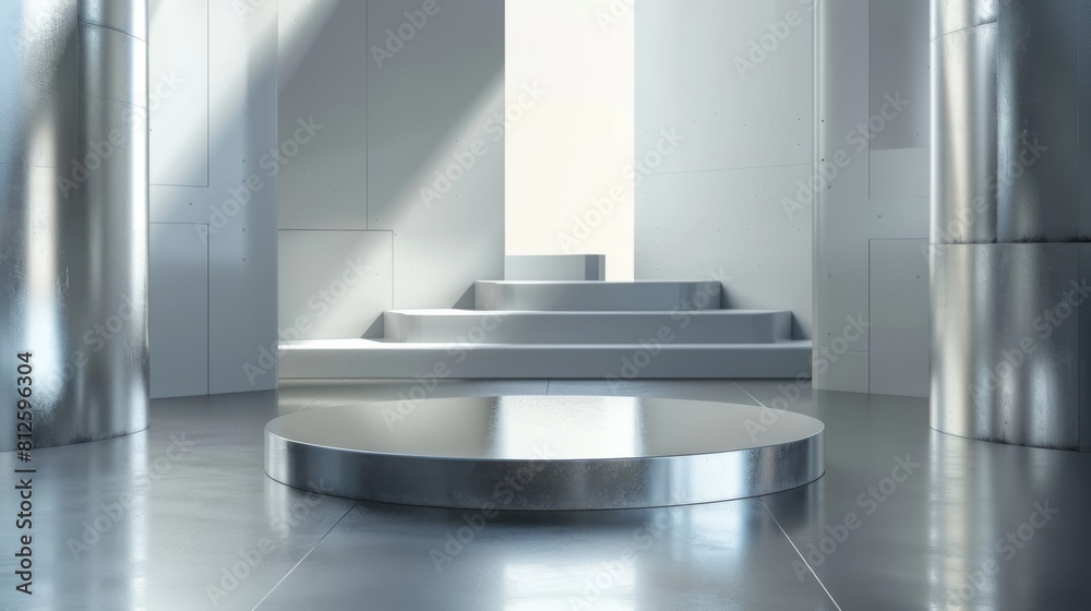 Modern Circular Metal Table in Room Modern Circular Metal Table in Room