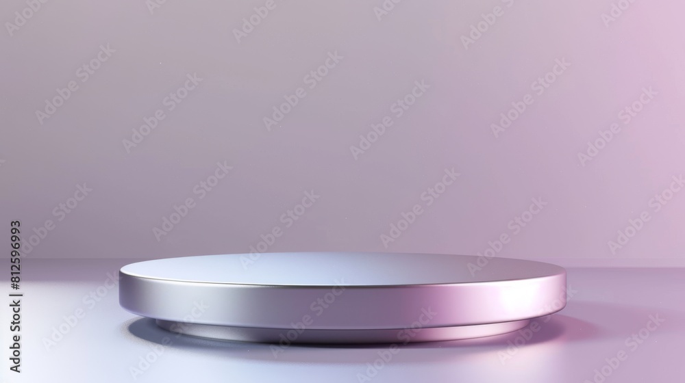 Modern Silver 3D Rendering Podium on Lavender Table Modern Silver 3D Rendering Podium on Lavender Table