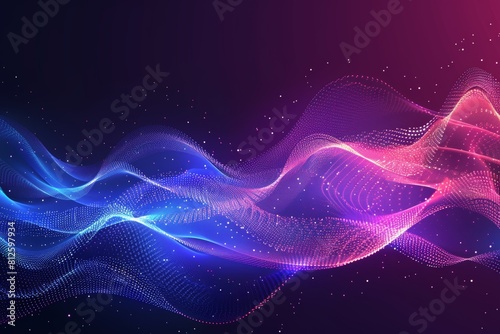 Abstract background with wavy patterns in blue and pink hues  featuring a flowing design with tiny dots
