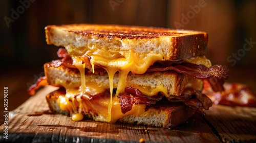 melted cheese and bacon sandwich AIG51A. photo