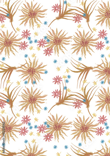 pattern with flower, leaves