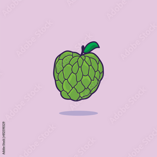 Vector illustration, Sugar apple or custard apple. Nature Icon Concept Isolated Premium Vector.