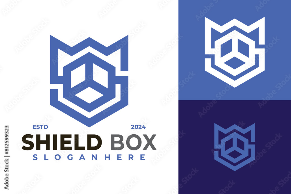 Letter S Shield Box logo design vector symbol icon illustration Letter S Shield Box logo design vector symbol icon illustration