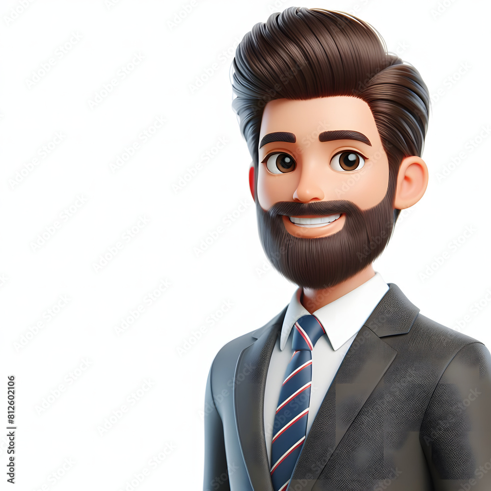 Business Man, a Smiling Asian Cartoon character with a business suit standing on a white background, 3d
Business Man, a Smiling Asian Cartoon character with a business suit standing on a white background, 3d