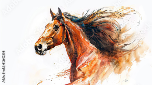 Elegant Arabian Horse on white background Ai Generative