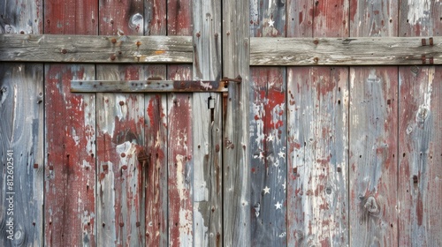 Rustic barn door texture pattern with flag motifs for Independence Day