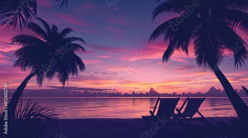 Serene silhouette of a peaceful beach scene perfect for a holiday escape