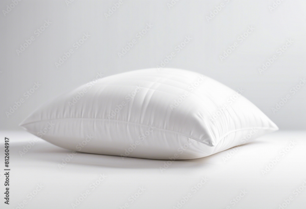 soft goose down white sleeping pillow, isolated white background, copy space for text. 