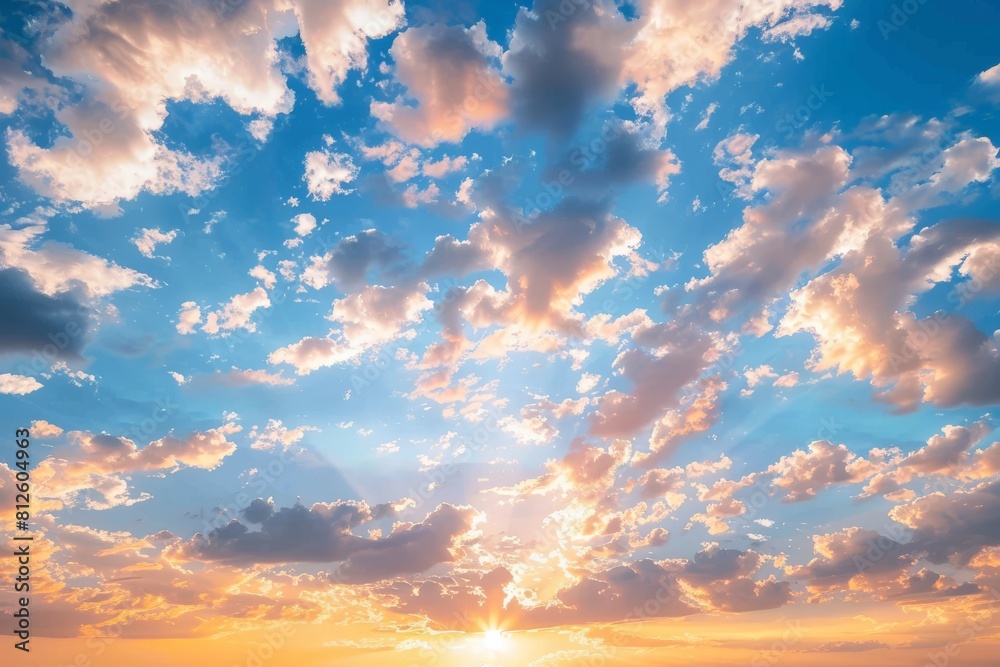  A hazy mountain range featuring trees and vegetation in the foreground and a rose-tinted sky above. Beautiful simple AI generated image in 4K, unique.