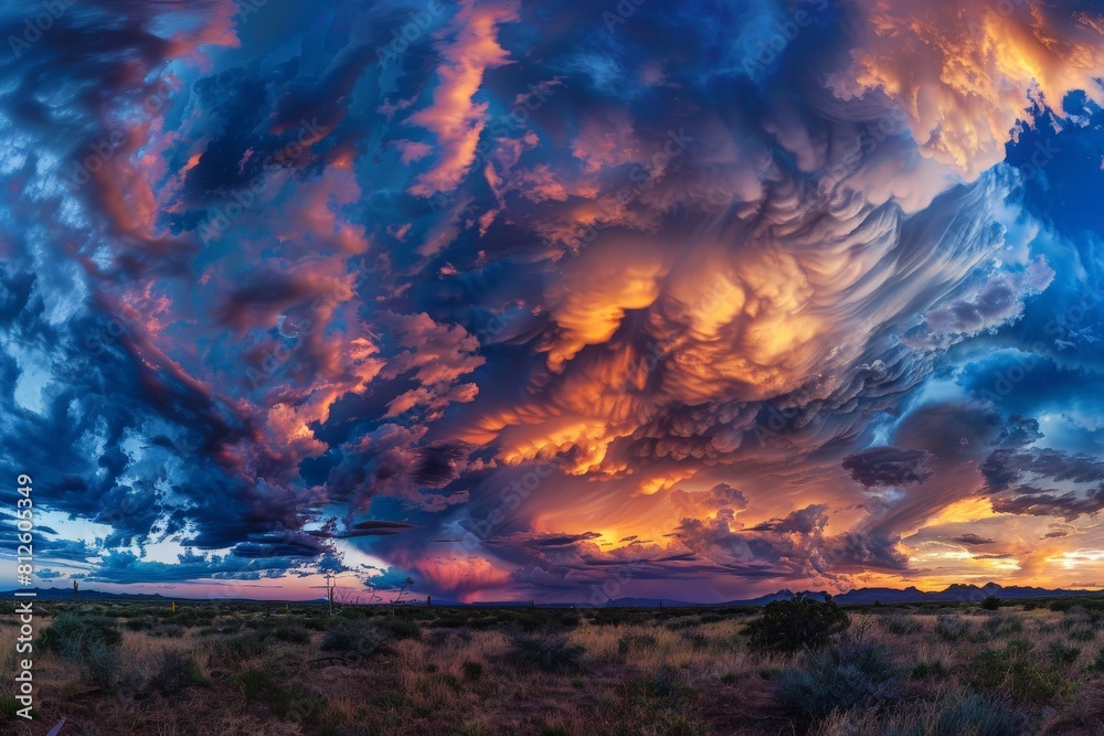  A hazy mountain range featuring trees and vegetation in the foreground and a rose-tinted sky above. Beautiful simple AI generated image in 4K, unique.