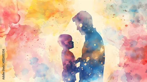 Fathers Day card with cute watercolor illustration,Father's Day templates for poster, cover, banner, social media.generative ai