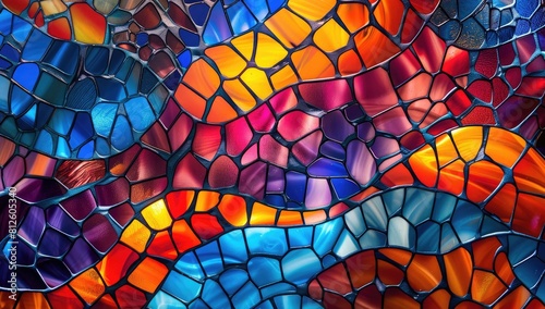 Chromatic Mosaic  Vibrant Stained Glass Featuring an Eclectic Irregular Pattern