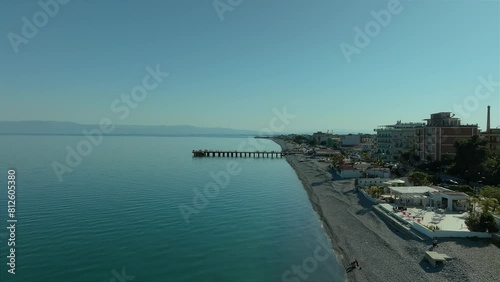 Wallpaper Mural Drone shot of the walkway and the sea on the coast or beach of Trebisacce Torontodigital.ca
