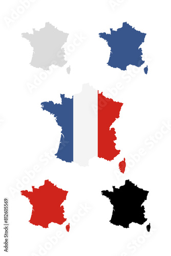France map set Isolated on white background. Vector 