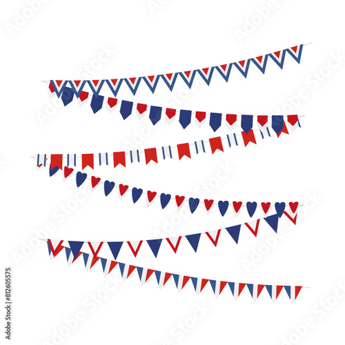 Set of Patriotic bunting french flags. Bunting decoration of France flag.