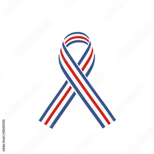 Awareness ribbon of tricolor flag on white background.