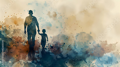 Fathers Day card with cute watercolor illustration,Father's Day templates for poster, cover, banner, social media.generative ai