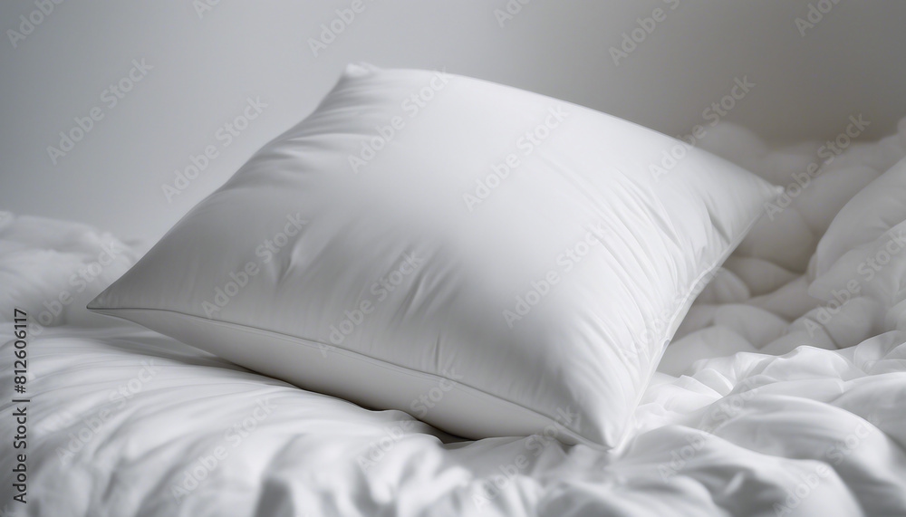 soft goose down white sleeping pillow, isolated white background, copy space for text. soft goose down white sleeping pillow, isolated white background, copy space for text.