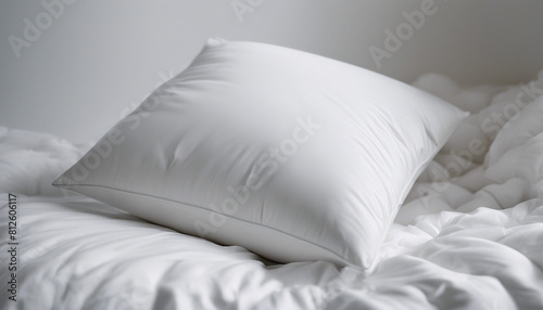 soft goose down white sleeping pillow  isolated white background  copy space for text. 