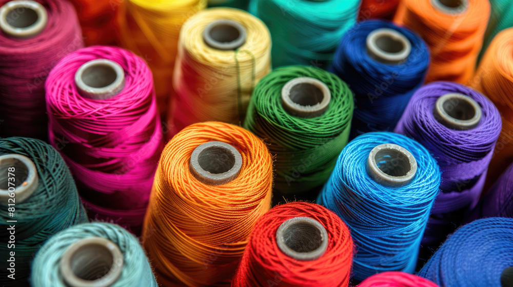 Sewing threads multicolored background closeup Sewing threads multicolored background closeup