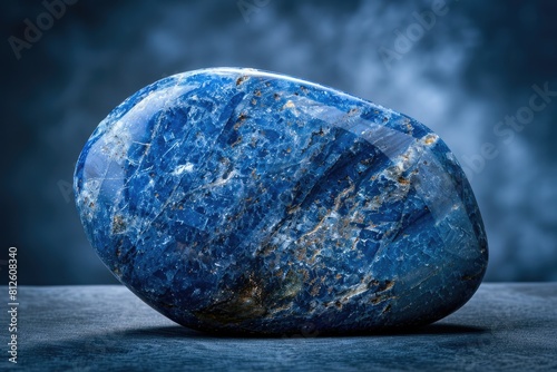 Polished Dumortierite Gemstone: A Natural Tumbled Rock Material with Lustrous Finish and Dark photo