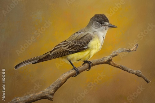 Western Kingbird on Branch - Majestic Wildlife Bird perched on a Natural Tree photo