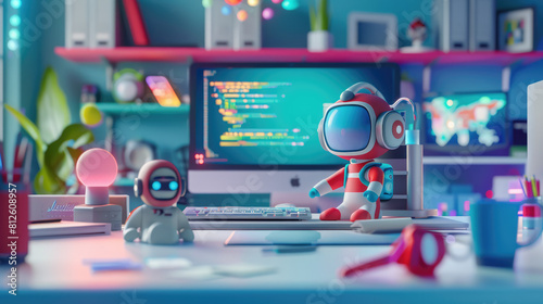 3d picture of programer in office